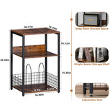 LELELINKY Large Brown Record Player Stand, 3 Tier Big End Table with Vinyl Storage Shelf Up to 130 Albums, Industrial Turntable Printer Stands Modern Side Tables for Living Room, Bedroom, Office LELELINKY