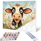Farmhouse Animal Cow Paint By Bumbers for Adults Beginner Farm Ox DIY Paint by Numbers Acrylic Paint Canvas Funny Farm Flowers Bedroom Decor Painting Kits Farmhouse Art 16x20 Inch （without Frame ） Tucocoo