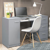 Madesa Computer Desk with 3 Drawers, 1 Door and 1 Storage Shelf, Wood Writing Home Office Workstation, Office Desk with Drawers - 30” H x 18” D x 53” W - Grey Madesa