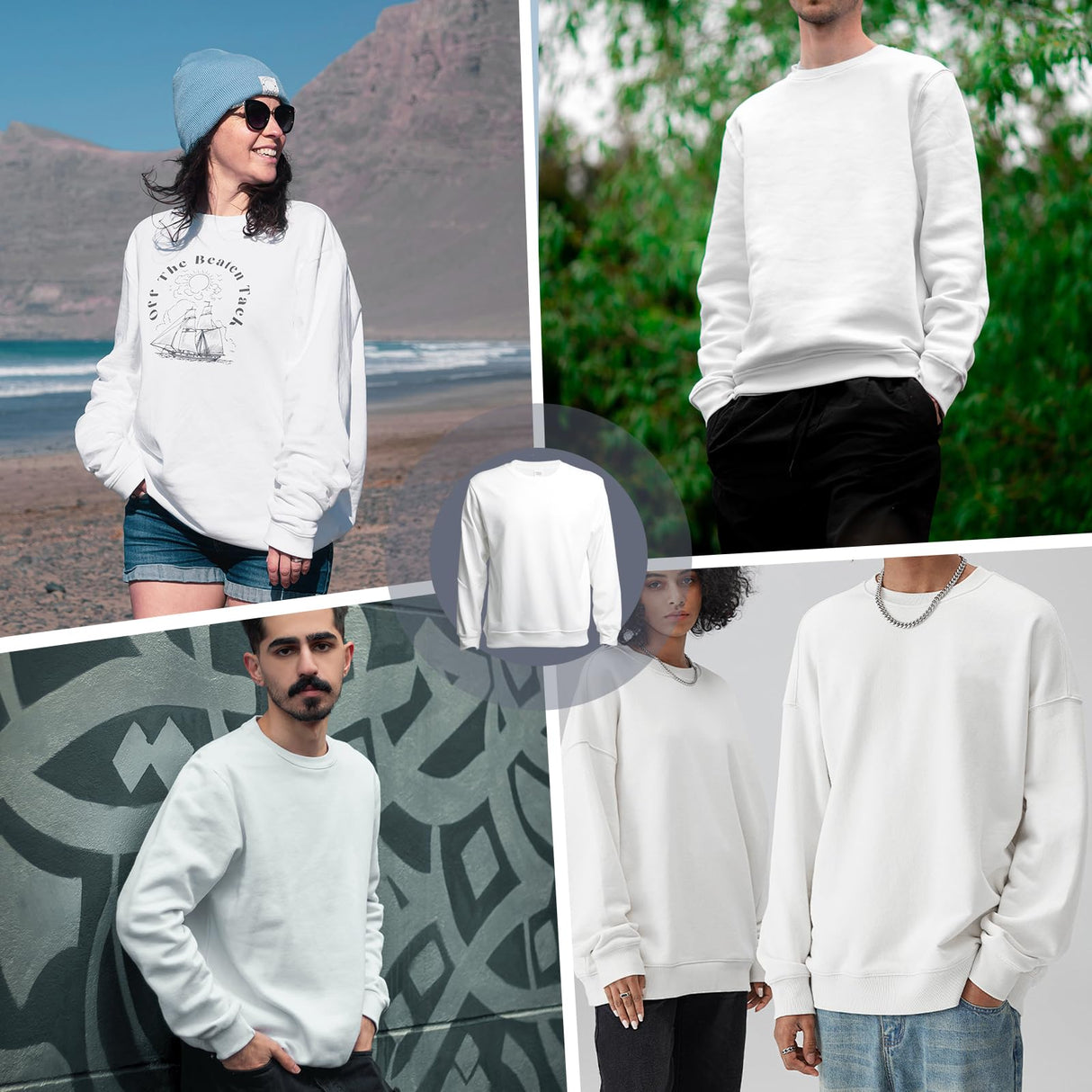 METFUIN 2 Pack Polyester Adult Crewneck Sweatshirt for Sublimation Heat Press White Blank Sweatshirt (Large, White) METFUIN