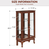 Dolonm Curio Cabinet with Tempered Glass Doors, Curio Cabinets with Mirrored Back Panel and Adjustable Shelves, Lighted Display Cabinet for Home, Dolonm