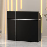 AHB Reception Desk with Counter, Modern Front Table Equipped Lockers & Storage Shelves, 48-inch Checkout Counter with DIY Stripe for Lobbies, Salons, Retail, Home Offices, Reception Room AHB
