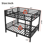 HKOLIE Full Over Full Bunk Bed, Metal Bunk Bed Frame Heavy Duty Bunk Beds Loft Bed Frame with Ladder and Guardrail Metal Slats No Box Spring Required for Adults Teens, Black HKOLIE