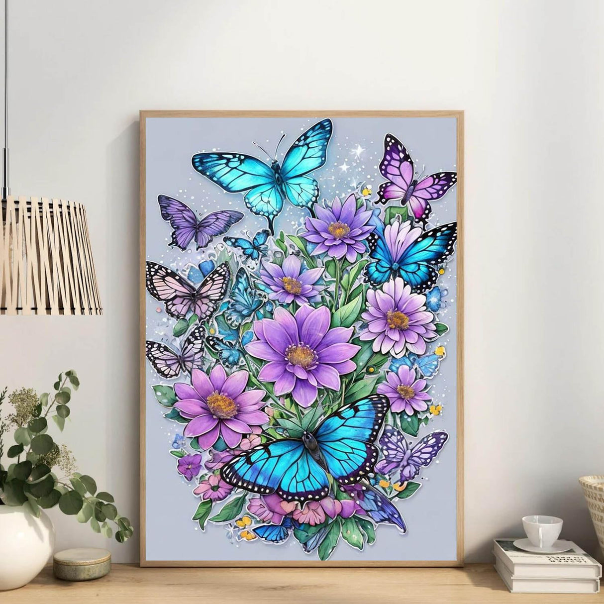 FOXKISS Butterfly Diamond Art Painting Kits for Adults, Full Drill Diamond Dots Paintings for Beginners, Round 5D Paint with Diamonds Pictures Gem Art Painting Kits DIY Crafts Kits 12x16inch FOXKISS