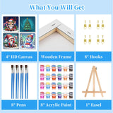 Arttoplus 4 Pack Paint by Numbers Kit for Kids with Frame,Cute Christmas Kids Paint by Numbers Ages 4-8-12 with Wooden Easel,Easy DIY Acrylic Oil Painting by Number for Gift Home Wall Decor(8x8 inch) Arttoplus