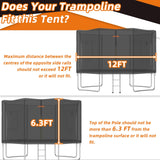 jumpfly 12FT Trampoline Tent for Kids,Fit for 8 Straight Poles Round Trampoline,Trampoline Shade Cover with LED Light,Outdoor Trampoline Accessories Canopy,Sunscreen Clubhouse,Anti-Tear,Camping,Black jumpfly