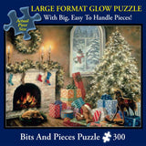 Bits and Pieces – Large 300 Piece Glow in The Dark Jigsaw Puzzle for Adults – Not a Creature was Stiring, Christmas Eve, Holiday - by Artist Nicky Boehme, Completed Puzzle Size: 18" x 24" Bits and Pieces