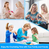 Vodiye 37 PCS Crochet Hooks Set, High Quality Coloured Aluminum Ergonomic Handle Crochet, Hook Needles for Arthritic Hands, with Stitch Markers and Large-Eye Blunt Needles Vodiye