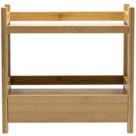 Sorbus 2-Tier Bamboo Countertop Shelf with Hidden Drawer - Makeup Organizer - Multi-Purpose Storage for Skincare, Toiletries, Desktop - Display Stand Shelf for Bathroom Vanity Counter, Kitchen, Office Sorbus