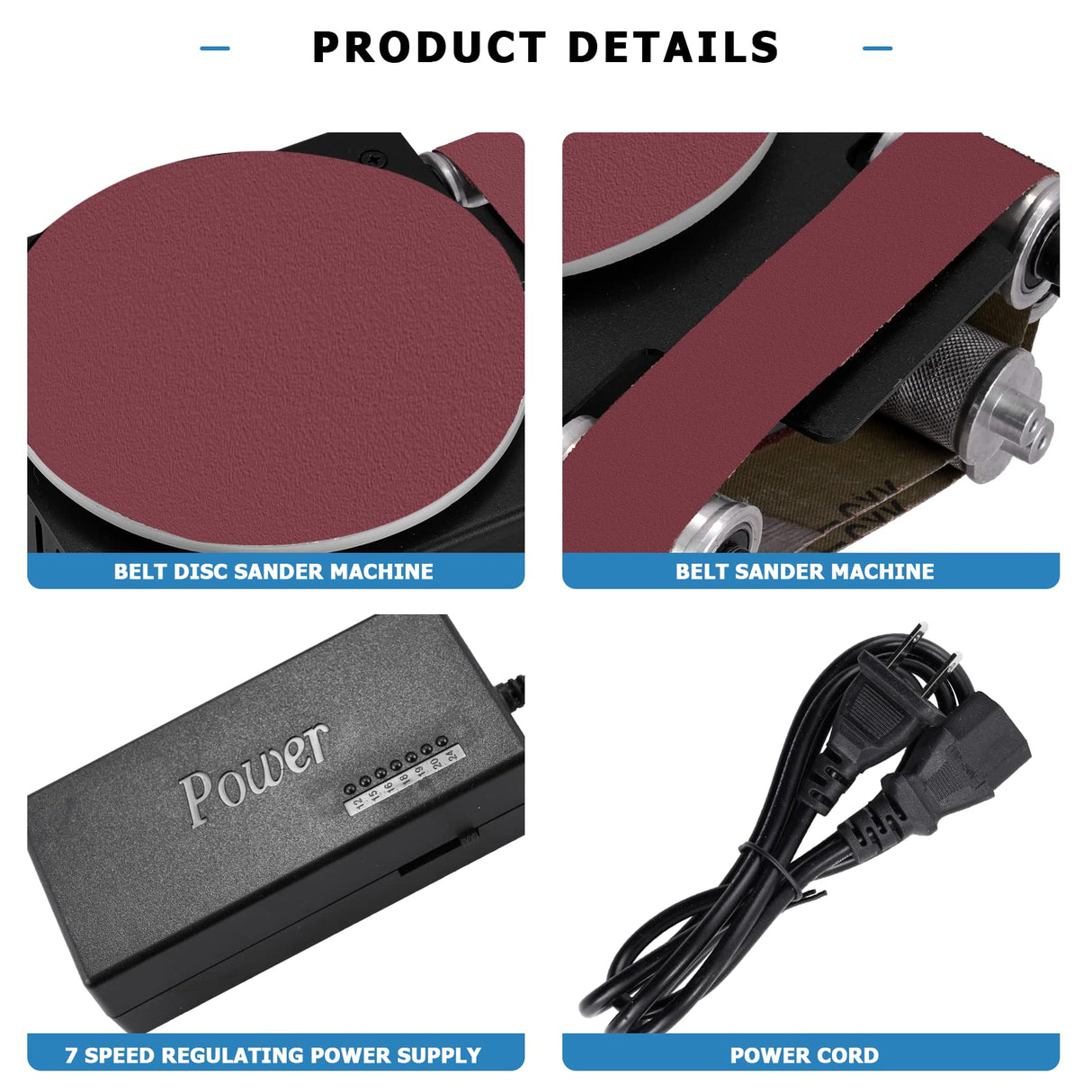 MXBAOHENG Mini Disc Sander 6-Inch, Multifunctional Belt Sander 1.2-Inch by 15-Inch, for Wood Crafts Metal Stone Grinding, Small Spindle Sander MXBAOHENG