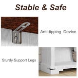 HOTLUU 3-Tier Farmhouse Bookshelf, Book Shelf with Open Storage & One Adjustable Shelf, 9.8" D x 26" W x 38" H, Wooden Bookshelf for Study Room, Living Room, Kitchen, Bedroom (White) HOTLUU