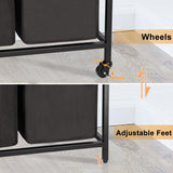 Timberer Laundry Hamper, Laundry Sorter, Rolling Laundry Basket with Wheels, 2 Shelves, 18 Gal(68L), Pull-Out and Removable Oxford Fabric Bags, for Laundry Room, Black and Rustic Brown Timberer