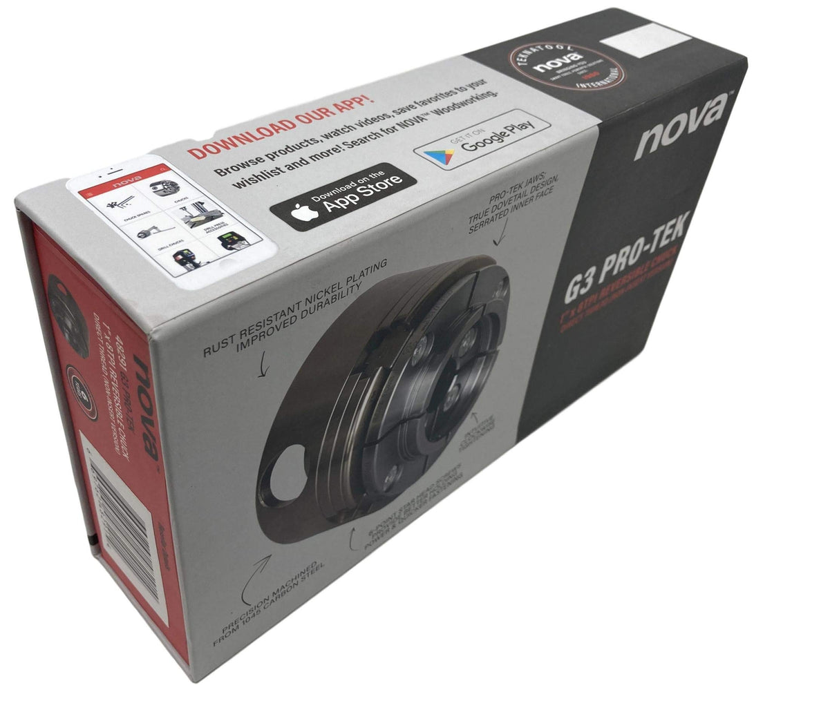 NOVA 48291 PREMIER PRO-TEK G3 Wood Lathe Chuck with 2" PRO-TEK Jaws, Woodworm screw, & Dlx. Storage Box, Direct Thread Version 1"x 8 TPI Only (Does Not Use Inserts) Nova