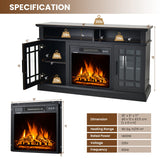 Happygrill Electric Fireplace TV Stand Up to 55 Inches, 48 Inch TV Stand w/Heater, Remote & Storage, Overheat Protection, Wooden Entertainment Center w/Adjustable Shelves for Living Room, Black HAPPYGRILL