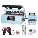 PlanetFlame Tumbler and Hat Heat Press Machine, 2-in-1 Combo Machine for Cup and Cap with Gloves and High Temp Heat Resistant Tape for 11oz-30oz Sublimation Tumbler and All Caps, Blue PlanetFlame