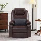 MCombo Large Lay Flat Dual Motor Power Lift Recliner Chair Sofa with Massage and Heat, USB Ports, Extended Footrest, for Elderly People, Infinite Position, Faux Leather 7815 (Dark Brown) MCombo
