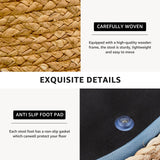 Wimarsbon Round Pouf Ottoman, Natural Hand Knitted Footrest Poof, Rustic Lounge Pouffe, Boho Pous Foot Stool, Accent Table or Seat (Natural Water Hyacinth, 17.7 * 17.7 * 9.84) Wimarsbon