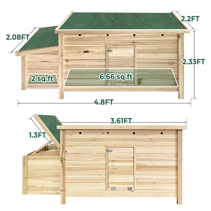 Lyromix Wooden Chicken Coop Hen House with 2 Chicken Nesting Box, Poultry Cage Rabbit Hutch for Outdoor Backyard - WoodArtSupply