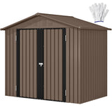 GOOBED 6x4FT Garden Storage Shed with Lockable Door and Vents, Metal Outdoor Tool Shed for Patio Lawn, and Backyard, Ideal for Storing Bikes, Trash Bins, Tools and Equipment, Brown GOOBED