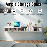 Pmnianhua 63'' Floating Desk with Storage Shelves,Wall Mounted Desk Laptop Computer Writing Study Table for Bedroom Small Space(White) Pmnianhua