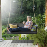 VINGLI Upgraded Patio Wooden Porch Swing for Courtyard & Garden, Heavy Duty 880 LBS Swing Chair Bench with Hanging Chains for Outdoors (Black, 4 FT) VINGLI