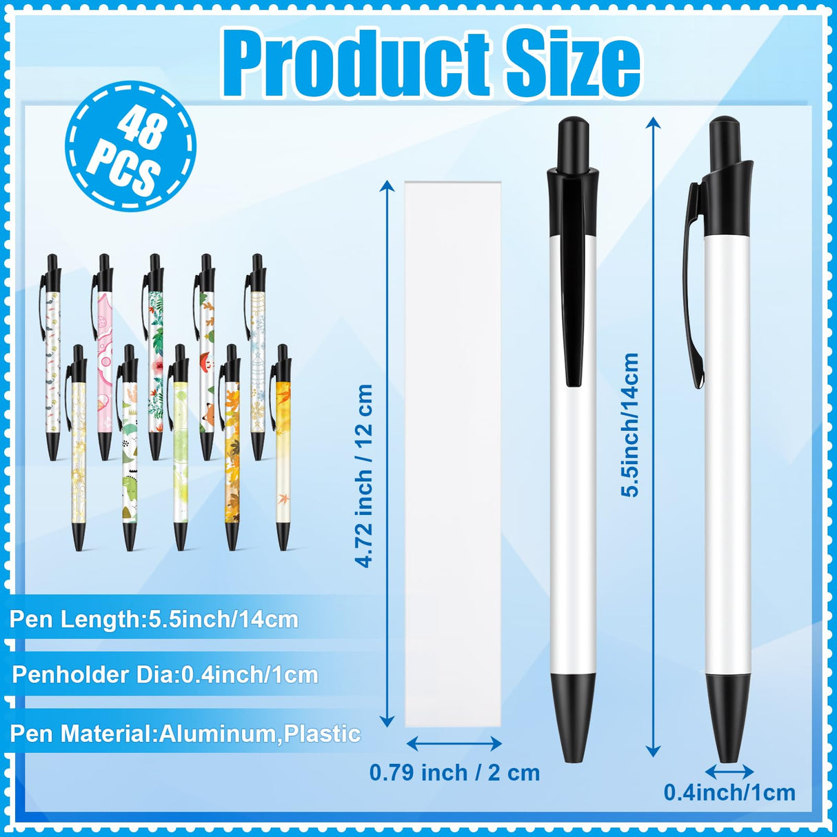 Guiqulai 36 PCS Sublimation Pens Blank Sublimation Coated Pen Heat Transfer Pen Sublimation Ballpoint Pen Bulk with Heat Shrink Wrap Customized Clip Pen for DIY Office Home School Stationery Supplies Guiqulai
