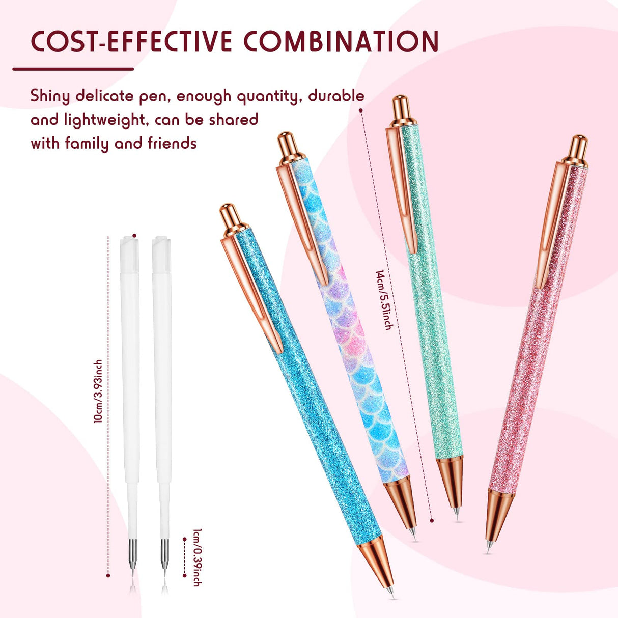 Epakh Writing Instrument Stainless Steel Weeding Pen, 4 Piece, Retractable, Air Release, Bubble Removal, DIY Craft Project, Bright Color Epakh