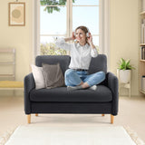 VINGLI 47" Small Couch, Linen Loveseat Sofa Black Mini Couch Mid Century Modern Decor Love Seat for Small Spaces Living Room, Bedroom, Play Room VINGLI