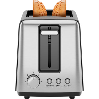 Chefman 2 Slice Toaster, 7 Shade Settings, Small Toaster 2 Slice with Removable Crumb Tray, Thick Bread Toaster and Bagel Toaster, Defrost, Cancel, Perfect for Toaster Pastries – Black