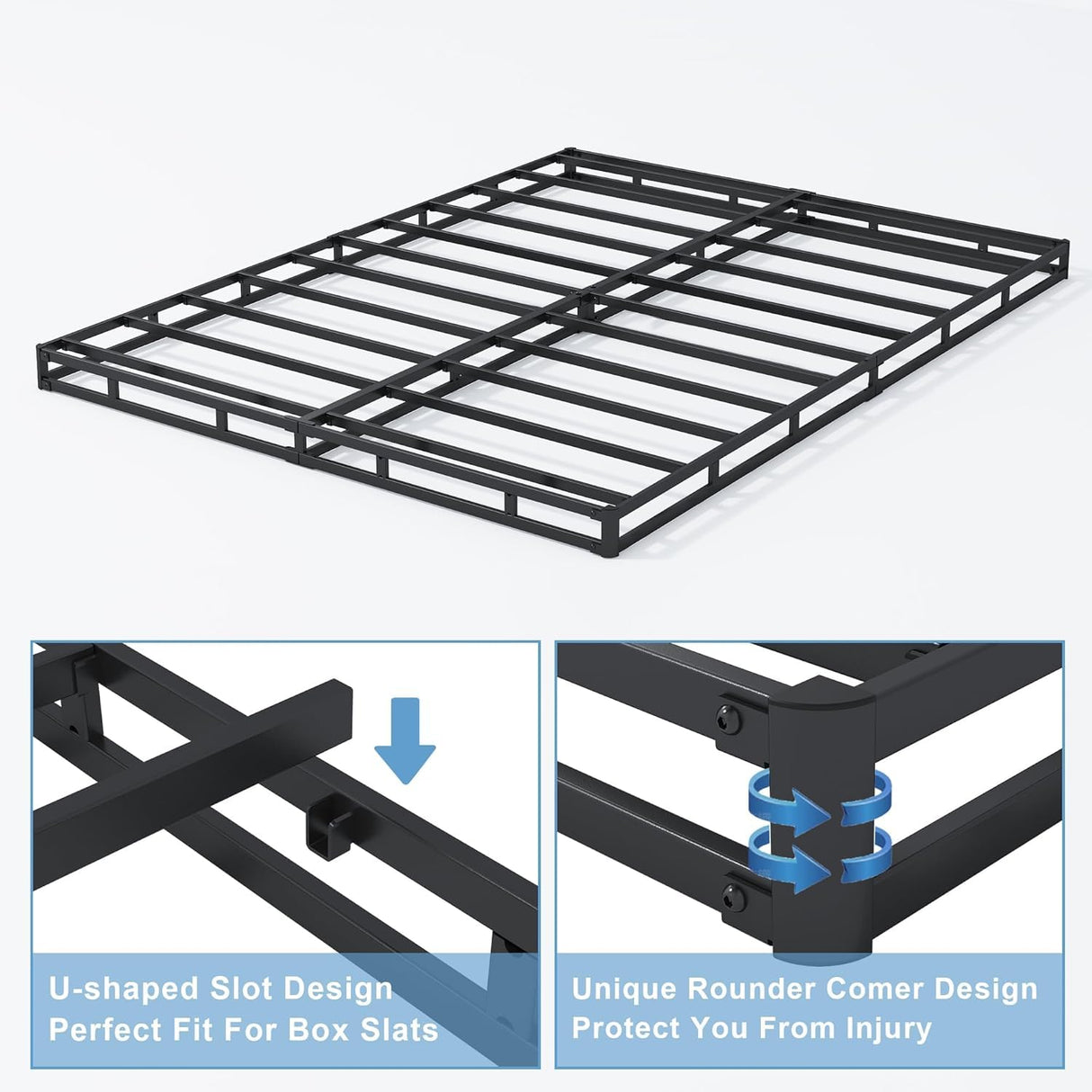 HOBINCHE Full Box Spring - 4 Inch High Profile Box Spring for Full Bed, Sturdy Metal Frame Mattress Foundation, Easy Assembly, Quiet & Noise-Free HOBINCHE