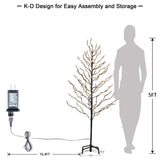 LIGHTSHARE 5FT 200L Lighted Star Light Tree,Warm White, Brown Branch Decoration Light,Home/Festival/Party/Christmas,Indoor and Outdoor Use LIGHTSHARE