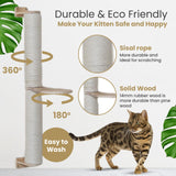 FLUFFYPUFF Cat Wall Shelves & Furniture Set (9 Pieces)-Durable Rubber Wood & Non-Slip Carpet, Includes Washable Hammock, Shelf, Climbing Scratcher, Ladder, Wall Steps, and Sisal Steps for Large Cats FLUFFYPUFF