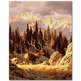 TISHIRON DIY Paint by Number for Adult, Elk Bull Paint by Numbers, Nature Landscape Adult Paint by Numbers Kits on Canvas, 16X20 Inch Mountain Paint by Numbers for Adults Beginner Kids TISHIRON