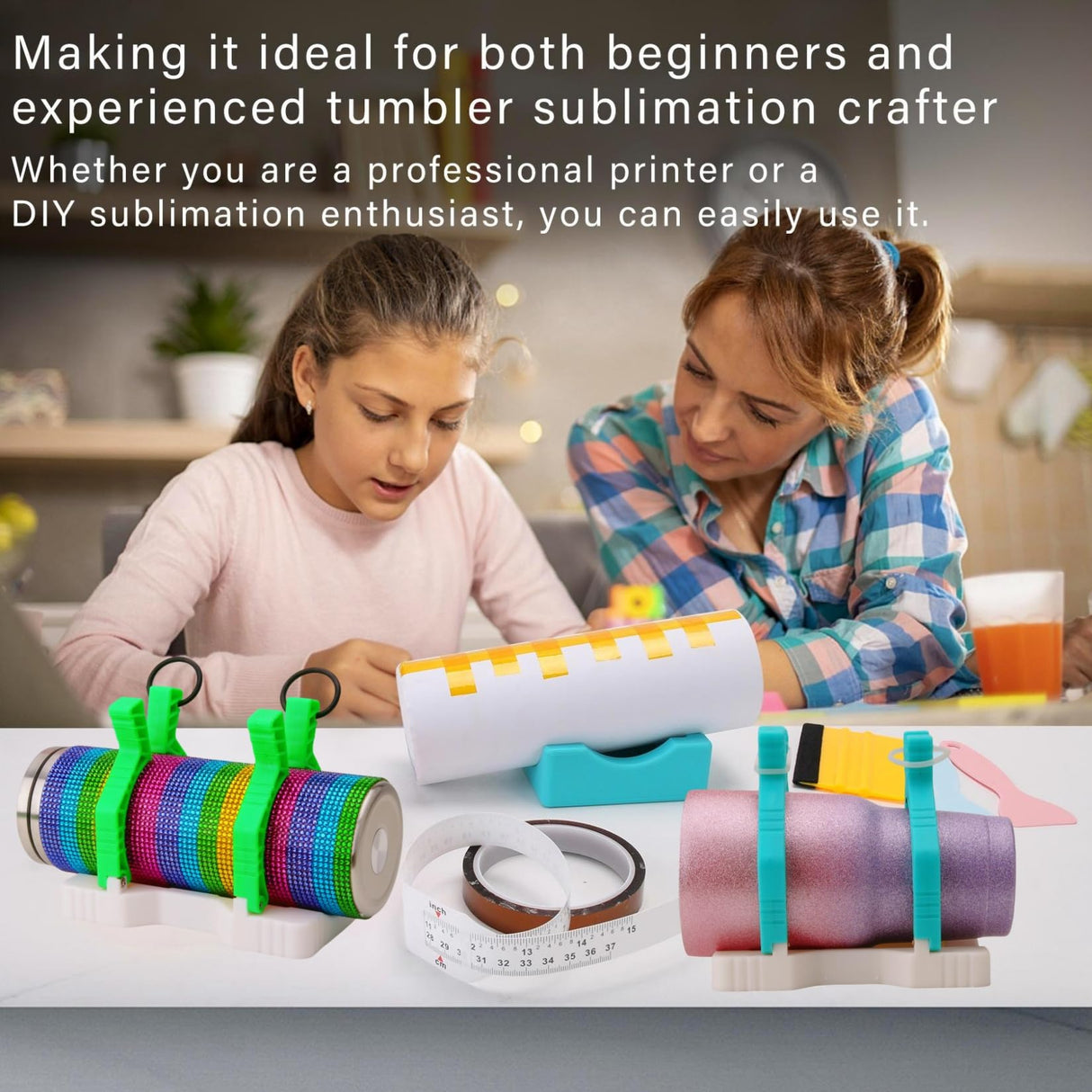 WAQONUY 2 in 1 Pinch Tumbler Clamp Grip Tool,Sublimation Tumblers Pinch 20 Oz,Sublimation Blanks Tumblers Skinny Straight with Heat Tape WAQONUY