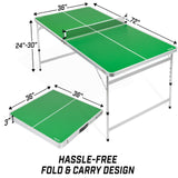 GoSports 6 x 3 ft Mid-Size Table Tennis Table Set with Adjustable Height - Green GoSports