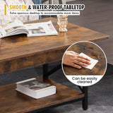 COSTWAY Industrial Coffee Table, 2-Tier Wood Cocktail Tea Table with Storage Shelf and X-Shape Steel Frame, Rectangle Sofa Side Accent Table for Living Room Home Office, Rustic Brown COSTWAY