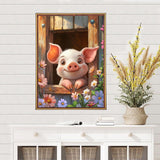 MEIYUDA 5D Pig Diamonds Painting Kits for Adults, DIY Flowers Cute Pig Round Full Drill Diamond Art for Adults Beginners, Cartoon Animals Crafts Kits for Home Wall Decor Present 12×16inch MEIYUDA
