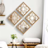 KOYILTD 2 PCS Square Wall Mirror, Rustic Farmhouse Decorative Mirrors, 12 inch Mirror Art for Bathroom, Bedroom, Living Room (Wenge, 12 x 12 in style1) KOYILTD