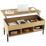 Giantex Lift Top Coffee Table - Rectangular Wooden Table w/Hidden Compartment & Open Storage Shelves, Multifunctional Modern Flip Top Center Table for Living Room, Reception Room, Office (Natural) Giantex