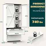 71" Tall Farmhouse Kitchen Pantry Cabinet with Barn Doors and 2 Drawers,Kitchen Storage Cabinets with Adjustable Shelves,Storage Cabinet with Doors and Shelves for Dining Room,Living Room,Bathroom Kelueo