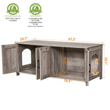 Homhedy Cat Litter Box Enclosure for 2 Cats, Litter Box Furniture Hidden with Double Room,Wooden Cat Washroom Furniture,Cat House,47.2”L x 19.7”W x 19.7”H,Greige Homhedy