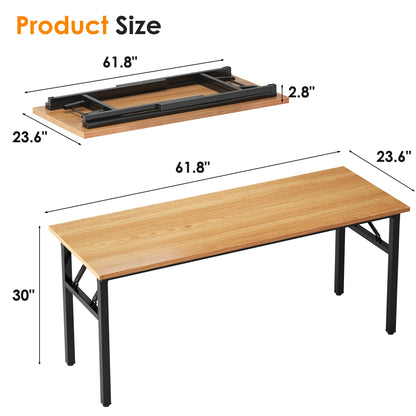 Need Computer Desk Office Desk 62 inches Folding Table with BIFMA Certification Computer Table Workstation No Install Needed, Teak AC5BB-157 - WoodArtSupply