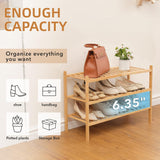 Buymoth 3 Tier Bamboo Shoe Rack Storage Organizer for Closet, Multifunctional Stackable Free Standing Shoe Shelf Organizer for Small Space,Entryway, Hallway, Bathroom 27"x11"x19" (Natural, 3 Tier) Buymoth