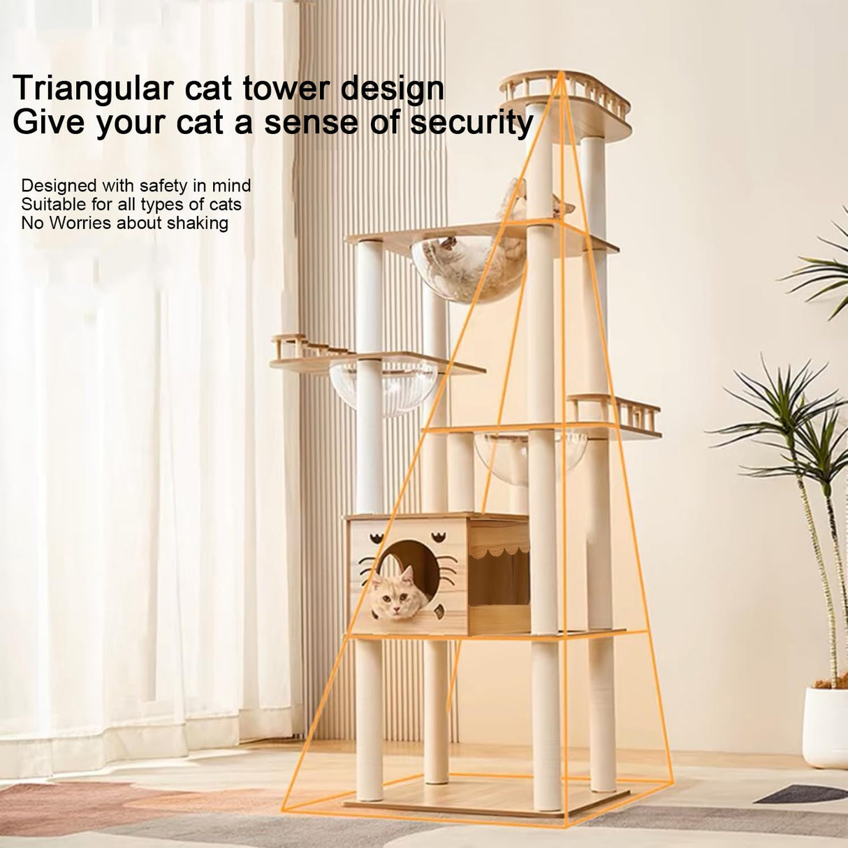 Yinanroa 73-Inch Cat Tower for Multiple Cats, Cat Tower for Large Cats, Slim, Stable, Freestanding, Popular,Prevents Cats from Falling, Space Saving, Wooden Cat Tower 20lb (8782) Yinanroa