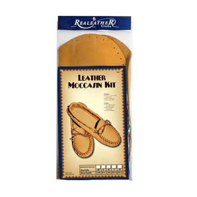 Realeather Adult Moccasin Leathercraft Kit, 12-13, Saddle Tan Brown