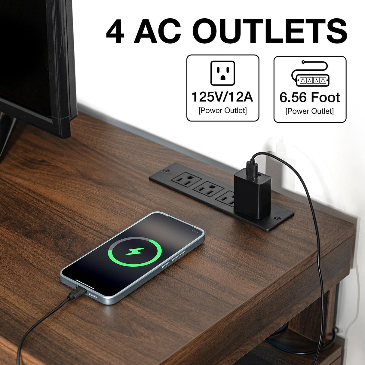 HOMMPA LED TV Stand with Power Outlets for up to 70" TV Modern Entertainment Center with Storage, Gaming TV Consoles with LED Lights Game Cabinet for Living Room Walnut HOMMPA