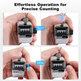 Anyongora Clicker Counter, Metal Hand Tally Counter Clicker with 4 Digit Display, Pitch Counter for Golf Stroke, Baseball, Coaching, Knitting, Lap, Row Sport, Silver Anyongora