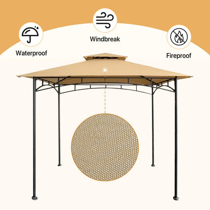 HETTRICK Gazebo Replacement Canopy 5x8 Shelter Double Tiered BBQ Cover Grill Shelter for Shop Garden Patio Yard Outdoor （Beige） - WoodArtSupply