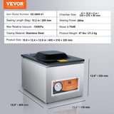 VEVOR Chamber Vacuum Sealer, 260W Sealing Power, Vacuum Packing Machine for Wet Foods, Meats, Marinades and More, Compact Size with 10.2" Sealing Length, Applied in Home Kitchen VEVOR