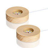 ZEERSHEE 2Pcs Led Wood Display Stand for 3D Crystal Glass Resin Art Light Wooden Lamp Base for Crystals LED Round Display Pedestal ZEERSHEE